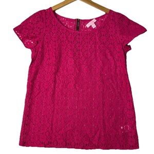 Lilly Pulitzer Pink Boxy Blouse with Cap Sleeves